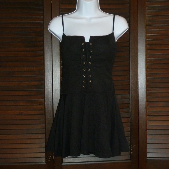 Dresses & Skirts - Little Short Black Dress, Laced Bodice, Stretchy M